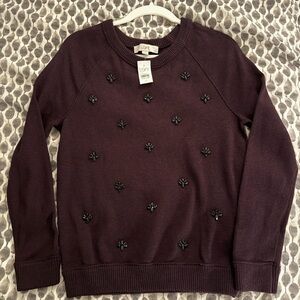 LOFT Women's Crewneck Sweater with Embellishments NWT
